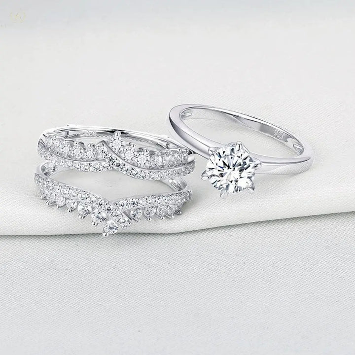 Wedding Ring Set, 1.0CT, 2 Pcs, Hexagon Cut - Crystalstile