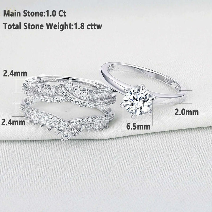 Wedding Ring Set, 1.0CT, 2 Pcs, Hexagon Cut - Crystalstile