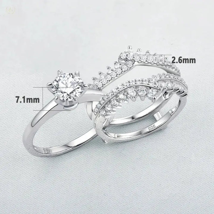 Wedding Ring Set, 1.0CT, 2 Pcs, Hexagon Cut - Crystalstile