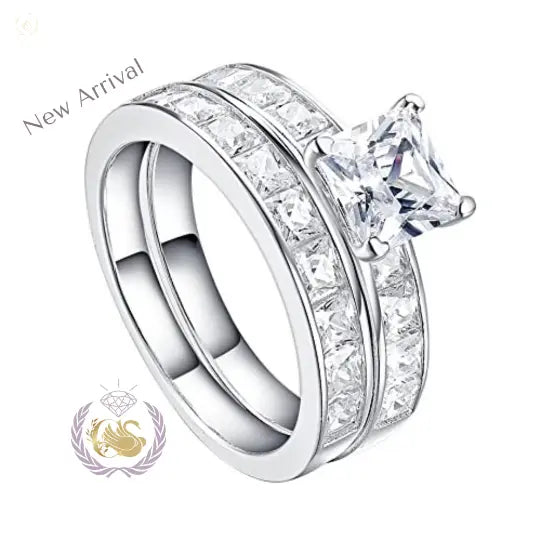 Wedding Ring Set, 1.2CT Round Shape, Asscher Cut - Crystalstile