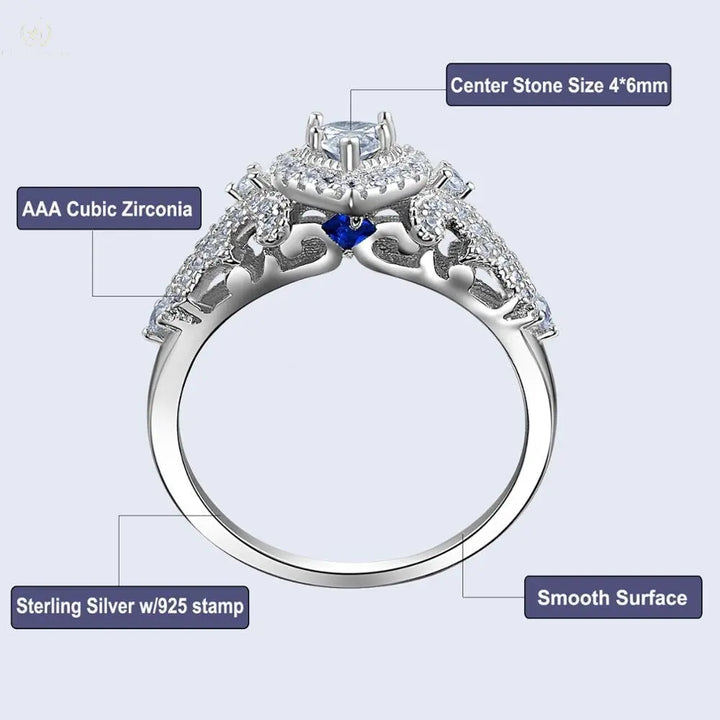 Wedding Ring Set, 1.4CT, 3 Pcs, Pear Shape - Crystalstile