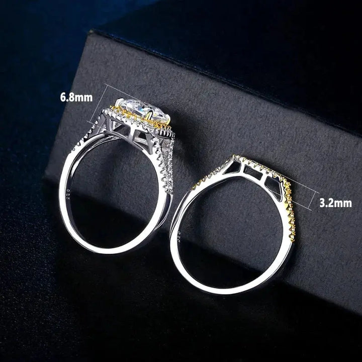 Wedding Ring Set, 1.8CT, Halo Cushion Cut - Crystalstile