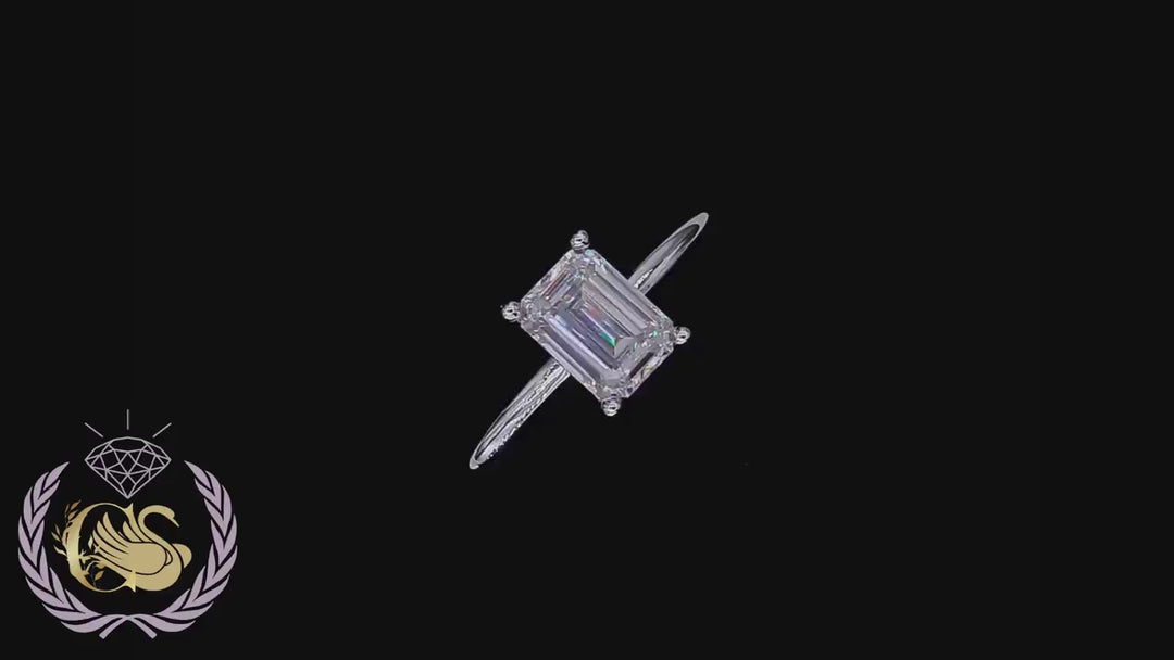 Moissanite Ring Rectangle Cut